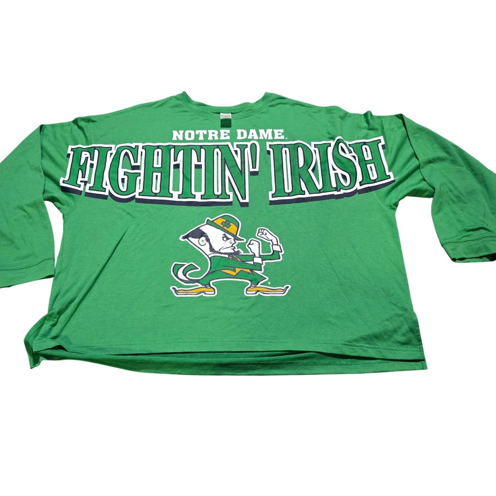 Notre Dame Fighting Irish Women XL Green Long Sleeve Tee oversize